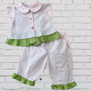 Minezzoli Italian Baby Girls 2 Piece Set, Shirt and Pants, 3 months